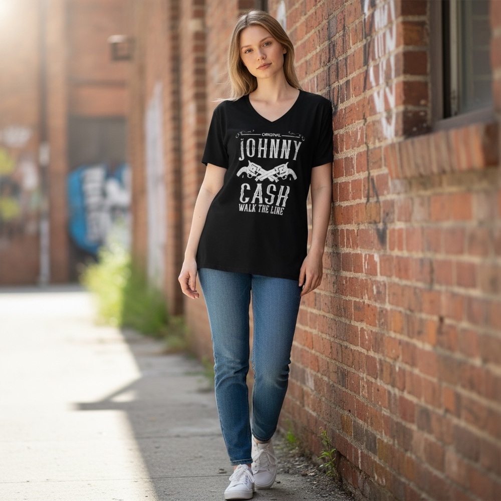 Johnny Cash Walk the Line Vneck Top